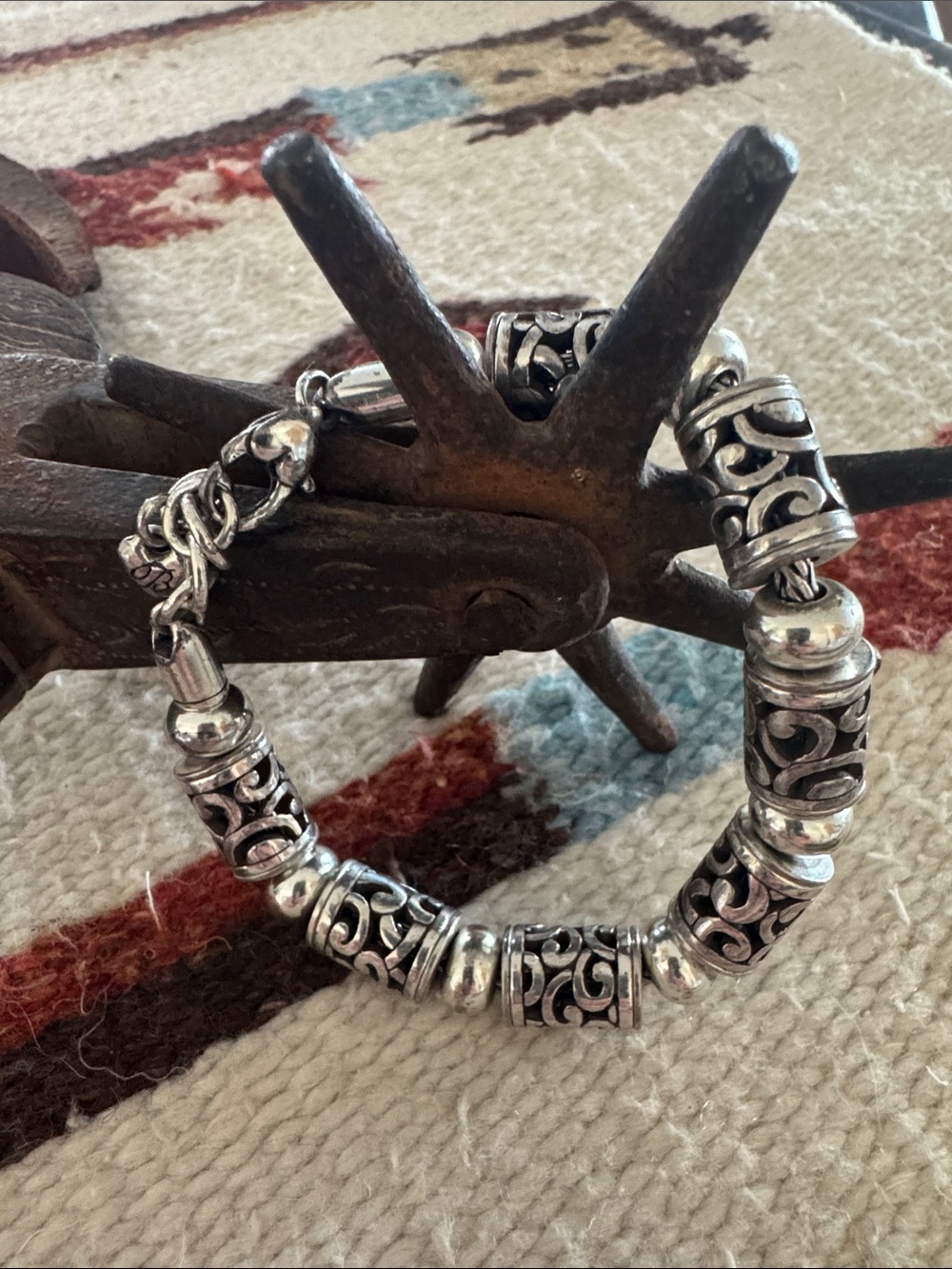 Brighton Silver-Tone Scroll Barrel Bracelet